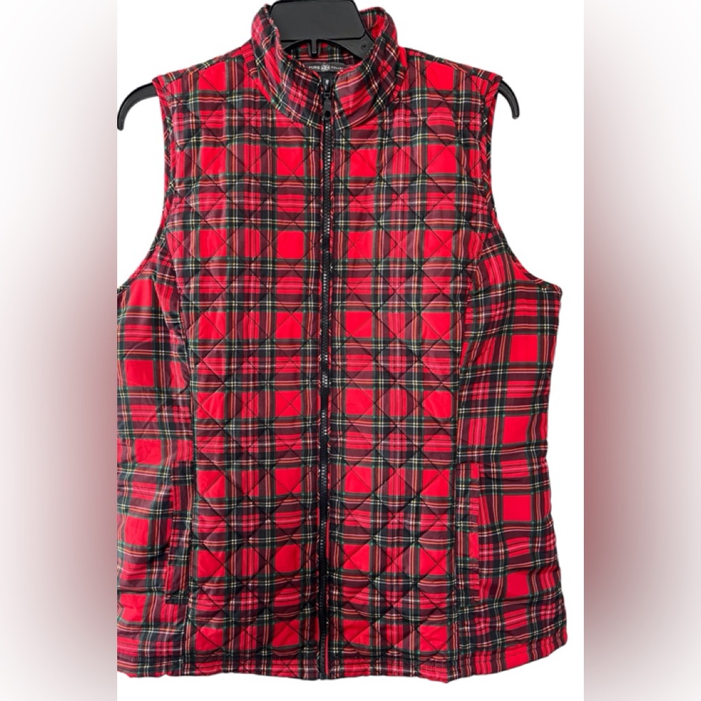 Signature Woman’s Red Plaid Quilted Vest